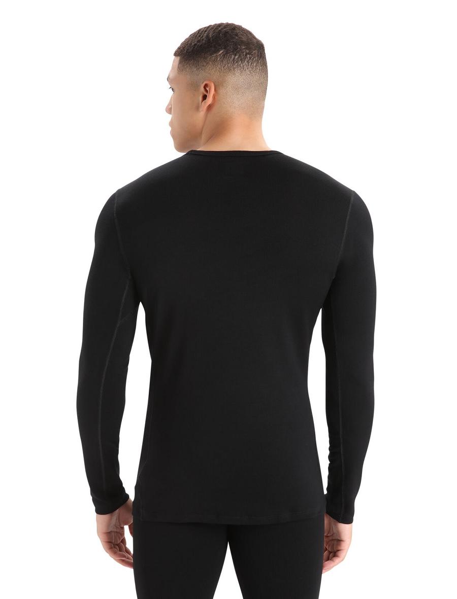 Black Icebreaker Merino 260 Tech Long Sleeve Crewe Thermal Top Men's Base Layers | AU 1398CTVE